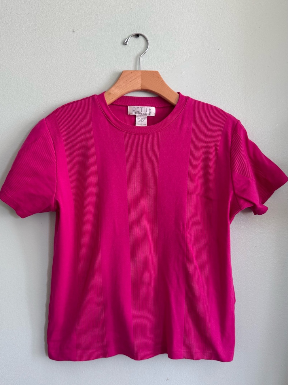 Petite Sophisticate Vibrant Fuchsia Ribbed Tee